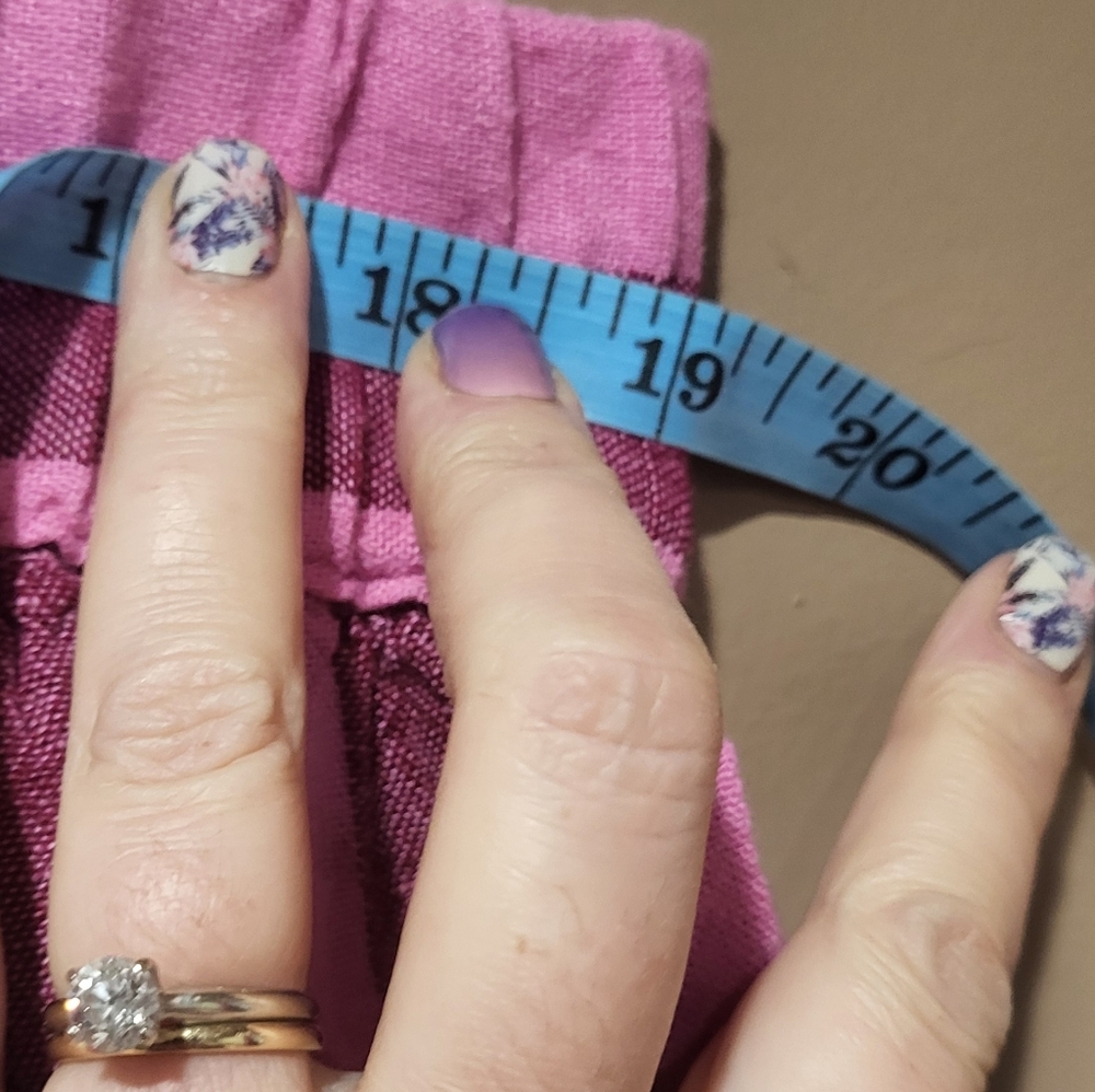 A New Day Pink and Berry Striped Beach Bungalow Linen Midi Skirt with Pockets - Picture 5 of 6